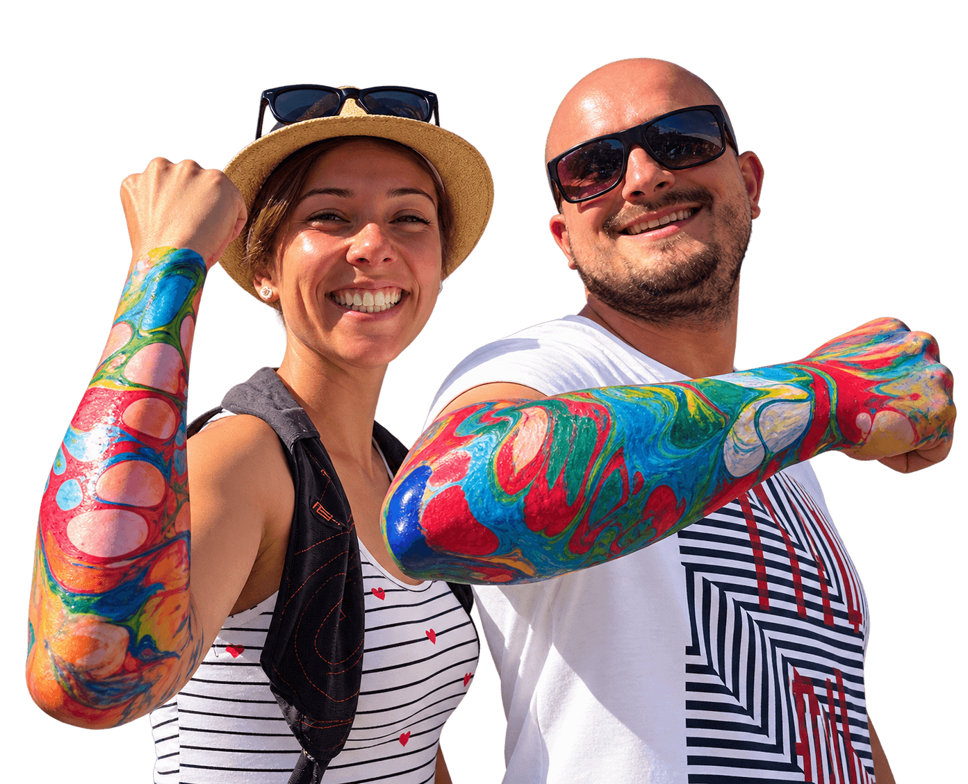 Guests with marbled arms